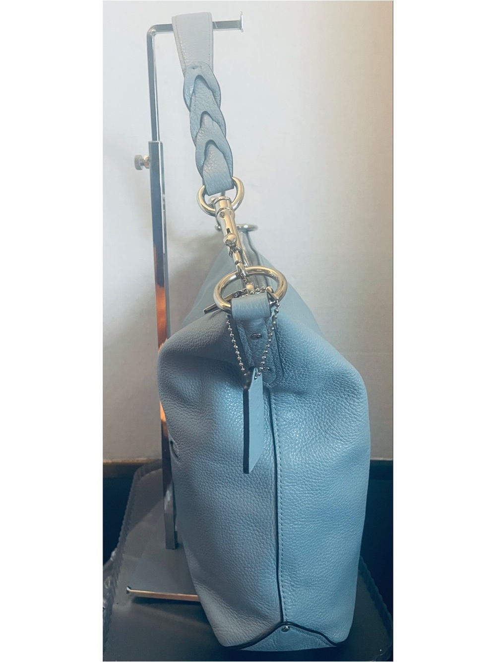 Coach Abbey F31507 Pebbled Leather Shoulder Bag in Light Blue - Picture 3 of 10